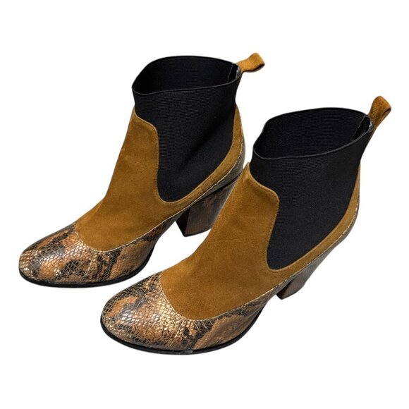 DEE OCLEPPO DEESIGNS LEATHER Luxury Designer Snake Skin Heels Boots Womens 7.5 - Picture 2 of 7